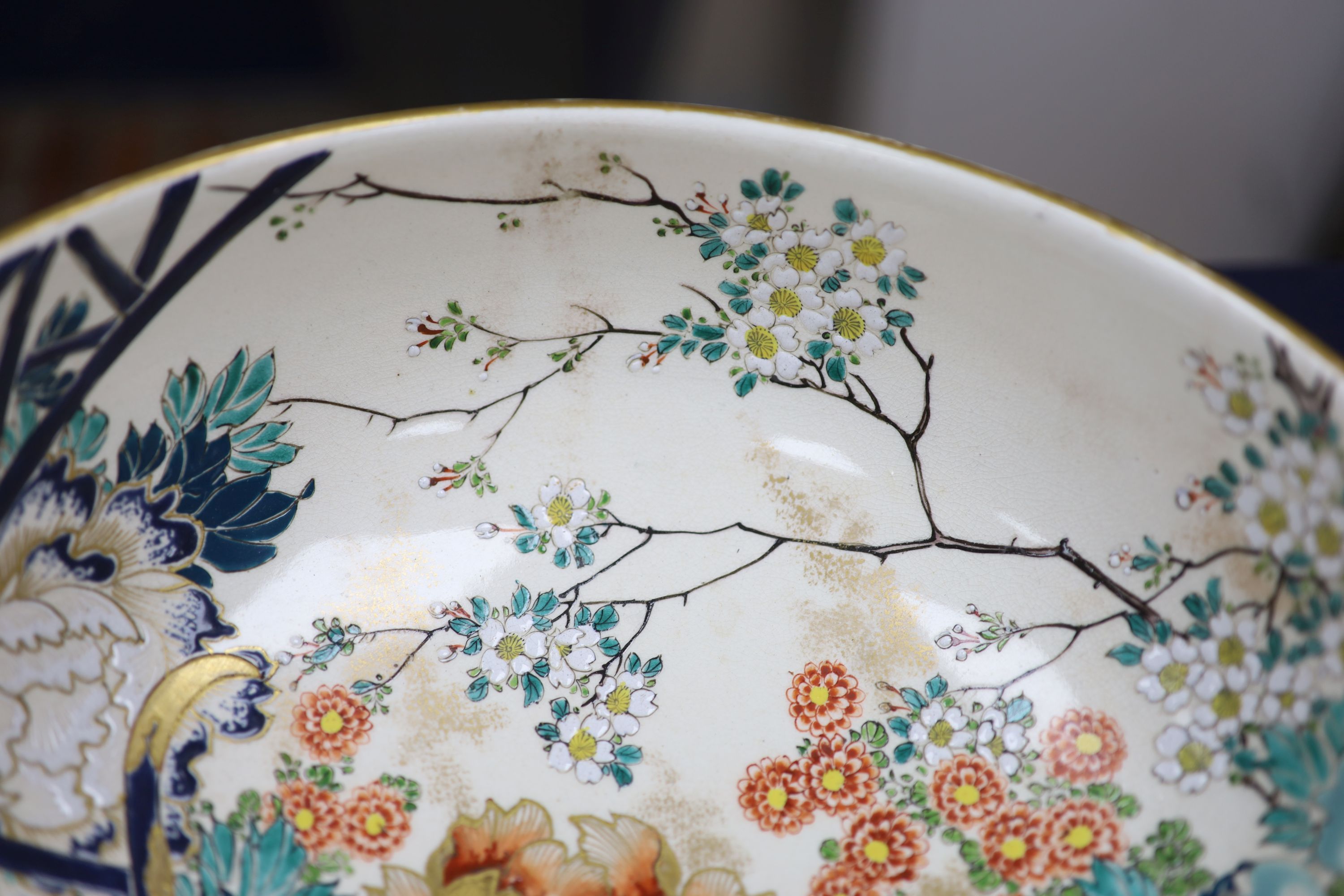 A Japanese satsuma enamelled bowl, 30cm